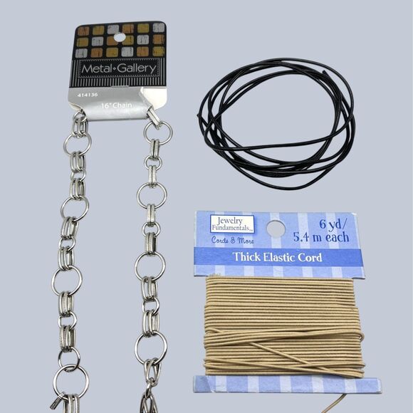 Lot Jewelry Making Chains Silver Tone Metal Elastic Cord Variety Necklace Craft - Picture 7 of 10